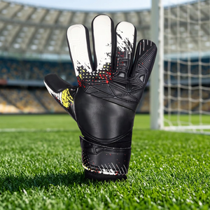 Gants de gardien de but en latex noir et blanc, design personnalisé, avec latex allemand de 4 mm, coupe négative et impression sérigraphique - Product Image 6