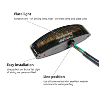 Feu arrière LED pour moto avec éclairage intégré de la plaque d'immatriculation UML001