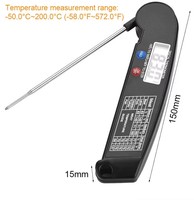Thermomètre alimentaire numérique portable pliable en plastique à lecture instantanée pour barbecue, viande et cuisson
