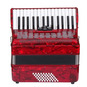 Acordeón Cromático Portátil de Madera Celuloide Rojo y Azul, 30 Teclas, 48 Bajos, 3 Registros, de Alta Calidad Profesional OEM - Product Image 1