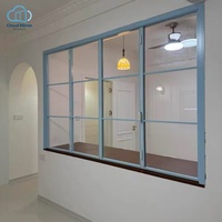 Fenêtre pliante en aluminium bleu clair, couleur fraîche, pour éclairage naturel, taille personnalisée non standard pour les marchés étrangers