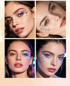 3 Pares de Pegatinas Holográficas para Maquillaje de Ojos, Festival de Música, <span class=keywords><strong>Tatuaje</strong></span> Facial Temporal que Cambia de Color, Pegatinas de Gato, Mariposa y Cejas - Product Image 3