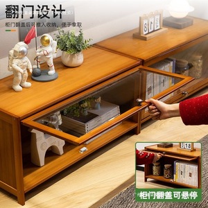 Mueble de TV Moderno de Madera con Puerta de Vidrio y Gabinete de Almacenamiento para Sala de Estar, Uso Doméstico, Diseño de Pie para Apartamentos Pequeños - Product Image 4