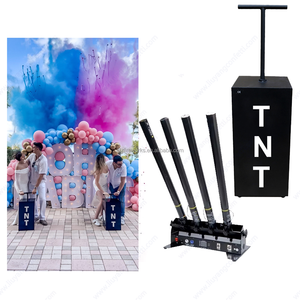 전자 원격 제어 4 개의 튜브 색종이 분말 대포 야외 결혼식 졸업 파티 불꽃 놀이 스프레이 성별 공개 - Product Image 1
