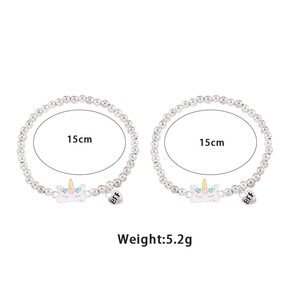 Bracelet Licorne Dessin Animé Fait Main pour Enfants, Perles Élastiques à Gouttes d'Huile, Vente Chaude - Product Image 4