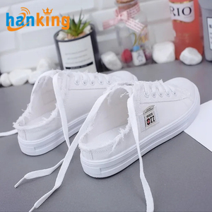 Ehanking Women's Solid Canvas Slippers Flat Sneakers Ladies Casual Low Upper Platform Lace up Breathable Slip on <b>Shoes</b> - Product Image 2