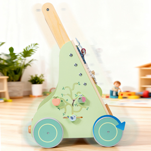Girello per Neonati Educativo, Giocattolo da Spingere e Tirare, Sviluppa Abilità Motorie e Creatività, Girello in Legno Multifunzionale per Bambini - Product Image 5