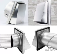Grille d'aération murale carrée en acier inoxydable 304 de 150 mm avec couvercle carré et clapet anti-retour.