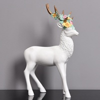Artisanat Décoration de style nordique Sculpture d'élis Figurine Décoration de salon Décoration de maison Statue de cerf blanc Famille de cerfs Ornement artisanal