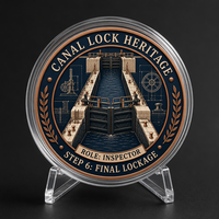 Pièce commémorative 3D du Canal de Panamá, pièce de défi d'ingénierie en métal, médaille souvenir en or antique avec étui