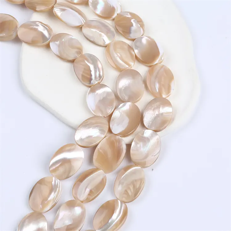 Cuentas de concha redonda plana para fabricación de joyas, cuentas de Color principal Natural para la madre de la perla, venta al por mayor