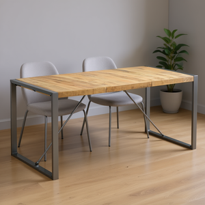 Tavolo da pranzo in legno di mango 63x31,5x29,5 pollici con gambe in metallo, rettangolare, design industriale moderno, arredamento per la casa - Product Image 2