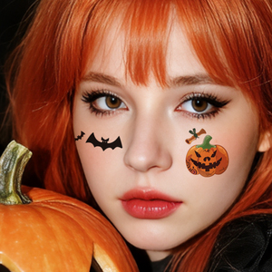 Tatuaggi temporanei di Halloween adesivi per il viso di Halloween Glow-in-the-Dark zucca Reaper teschio cartone animato tatuaggio impermeabile per il braccio del viso - Product Image 4