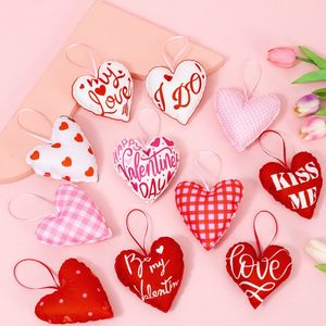 Kumaş Kalp Anahtarlık Süsü Asılı Kırmızı Pembe Ekose Kalp Şeklinde Takılar Kolye Dekor Sevgililer Günü Düğün Partisi DIY El Sanatları - Product Image 3