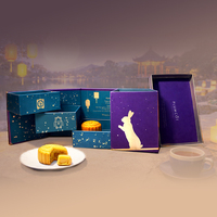Boîte cadeau haut de gamme personnalisée pour 6 gâteaux de lune, forme irrégulière, double porte, avec logo en feuille d'or pour le Festival de la Mi-Automne