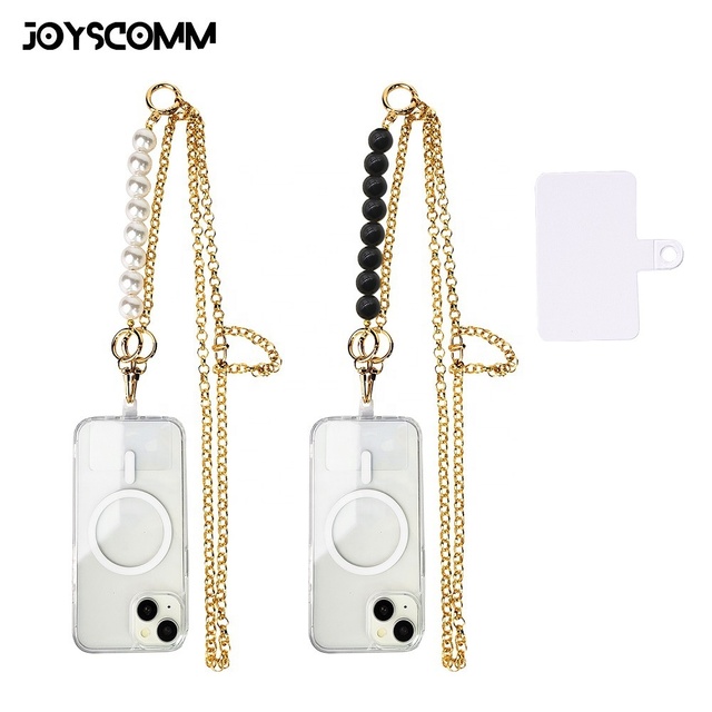 Luxury Crossbody Pearl Necklace Mobile Phone Case Lanyard Chain Long Beaded Universal Metal Neckband Strap 135cm