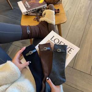 Calzini Casual alla Moda per Donna con Ricamo Pesante, Certificato CE, Clip per Giarrettiera, Stile Vintage Ins, Calzini a Metà Polpaccio - Product Image 2