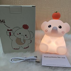 Linda Lámpara Nocturna LED de Silicona con Forma de Elefante, Recargable por USB, Lámpara de Noche Suave para Niños con Temporizador - Product Image 4