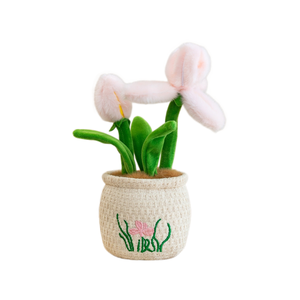 Pianta in Vaso di Peluche a Forma di Fiore di Iris Rosa, Morbida Decorazione Floreale Kawaii per la Casa, Regalo per Lei - Product Image 1