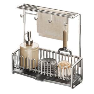 ชั้นวางของสแตนเลสทรงสี่เหลี่ยมรูปตัว L สำหรับอ่างล้างจานในครัว ที่แขวนผ้าเช็ดจาน - Product Image 3