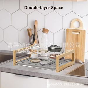 ชั้นวางจานไม้สำหรับวางบนเคาน์เตอร์ครัวแบบมีช่อง  เหมาะสำหรับการตากจาน - Product Image 1