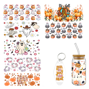 Halloween bí ngô thiết kế UV dtf Kính Libby ly gói nhãn không thấm nước UV dtf cup bọc chuyển 16oz Sticker - Product Image 2