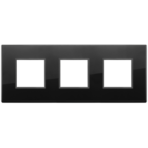 Plaque murale en verre noir 3 modules, longueur 27,1 cm, pour interrupteurs - Product Image 1
