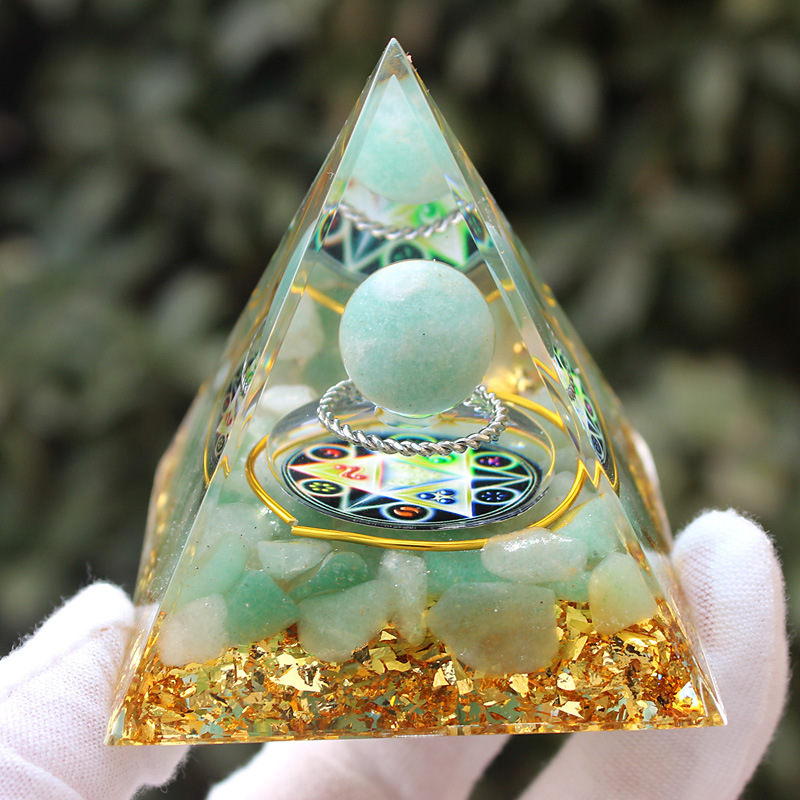 Bague en aventurine verte avec feuille d'or