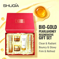 Ensemble de soins du visage SHUGIA Honey Golden Pearl, mousse nettoyante fine, hydratante, raffermissante, réparatrice des peaux rugueuses