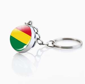Porte-clés <span class=keywords><strong>et</strong></span> pendentif de sac en verre avec fleur en cristal, motif drapeau national de la <span class=keywords><strong>Bolivie</strong></span>, bijou souvenir de <span class=keywords><strong>voyage</strong></span> - Product Image 1