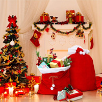 Grand sac cadeau de Noël pour Noël jouant au Père Noël Cadeau Jouet, Sacs Père Noël en velours de Noël avec cordon de serrage