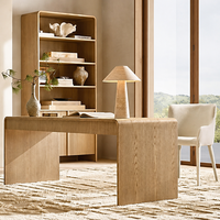 Buffet et vitrine élégants en chêne massif fait main avec 3 étagères fixes, 1 étagère réglable et porte à rainures verticales pour villa de luxe