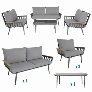 Conjunto de Muebles de Jardín Modernos para Exteriores, Resistentes a la Intemperie, de 4 Piezas, con Sofá Seccional de Aluminio y Mesa de Centro - Product Image 4