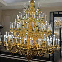 Grand lustre en cristal doré à plusieurs niveaux, grande suspension lumineuse pour villa, salle de banquet, décoration de plafond haut