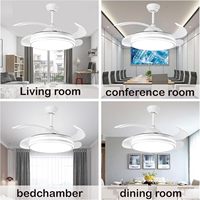 Ventilateur de plafond rétractable 42 48 pouces avec lumière Ventilateur de plafond à LED moderne avec télécommande Ventilateur de plafond de chambre à coucher intelligent sans lame