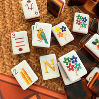 Nouvel ensemble de jeu de Mahjong américain en acrylique écaille d'amourpre rétro mi-siècle 2026, 160 pièces, pour décoration de table de luxe et objets de collection