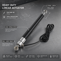 Actionneur linéaire robuste 12/24 V CC, actionneur linéaire électrique avec moteur, fixation par rotule, IP66, couple élevé, capteur Hall