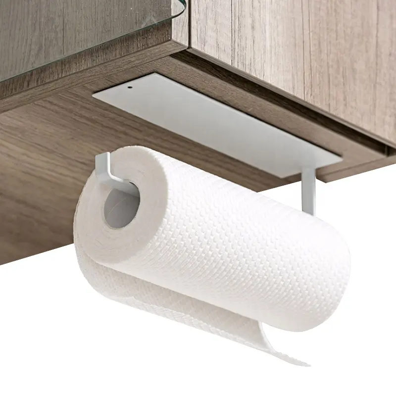 Hot Sale No-Boring Onderkast Zelfklevende Toiletpapier Handdoekhouder Grote Capaciteit Keukenrol Houder