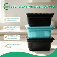 Conteneur alimentaire jetable en PP de qualité alimentaire, auto-chauffant, avec plateau divisé et sortie vapeur pour boîte repas à emporter