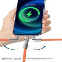 Câble de données pour téléphone en gel de silicone rotatif à 180°, connecteur coudé 120W compatible avec les câbles de charge rapide USB-C pour Android