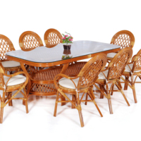 Ensemble de salle à manger en rotin JAVA CV.Craftindo, mobilier commercial, design moderne, utilisation intérieure/extérieure, restaurant, hôtel, table longue