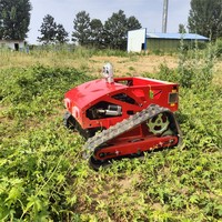 Cortacésped Robótico con Orugas de Goma, Cortacésped a Gasolina Autopropulsado con Control Remoto para Jardín en Venta