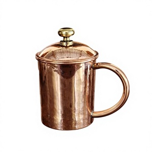 Polish Copper <b>Mug</b> With Lid For Household Office Drinking Use BPA Free Leakproof Durable Copper <b>Mugs</b> & Cup For Gifting Ideas - Product Image 1