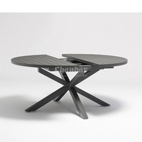 Table de salle à manger ronde extensible d'extérieur avec cadre en aluminium noir