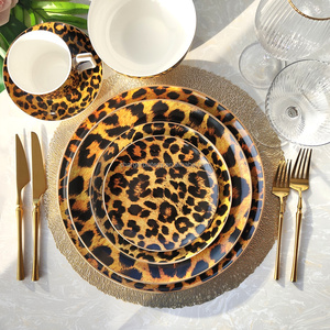 Bộ đồ ăn sứ xương cao cấp phong cách INS, thiết kế đồng quê, in họa tiết báo đốm tùy chỉnh - Product Image 2