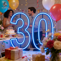 Chiffres néon lumineux populaires de 3 et 4 pieds, RVB, étanches IP65, pour décorations d'anniversaire, de mariage, de fête et de voiture