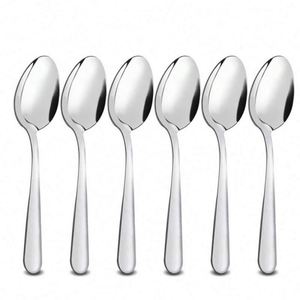6pcs Small Kitchen Cutlery Stainless Steel Ice Cream <b>Spoon</b> Set Classic Design Silver Metal <b>Spoon</b> Caviar Honey Tea <b>Coffee</b> <b>Spoon</b> - Product Image 1