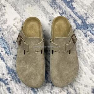 Mules <span class=keywords><strong>Birkenstock</strong></span> pour hommes en cuir de vache beige toutes saisons, sabots à bout carré, fermeture à enfiler, pour les voyages et la marche en plein air - Product Image 3