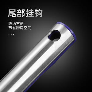 Louche en acier inoxydable avec long manche, bol profond, résistante à la chaleur, pour la cuisson et le service de soupes, ustensile de cuisine, cuillère à manche bleu foncé - Product Image 3