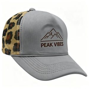 Casquette de baseball en maille à imprimé léopard, personnalisable avec logo, ajustable et respirante, pour femmes et hommes, vente en gros - Product Image 3